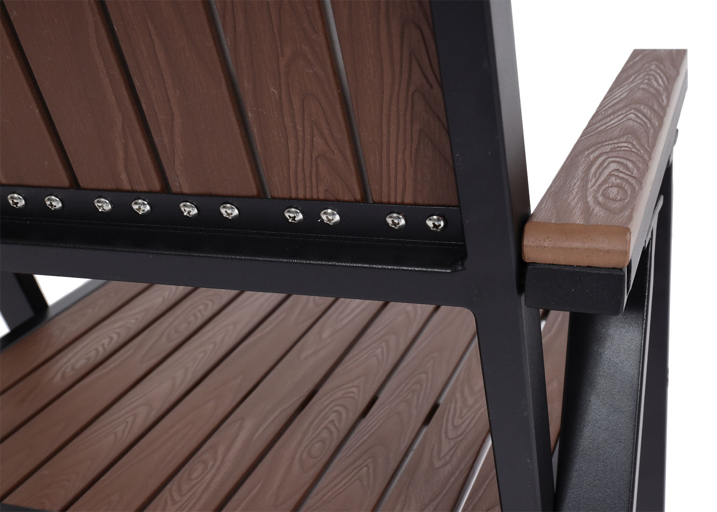 Cosmo Casa - Set van 4 Tuinstoelen en Tafel - Gastro Outdoor Coating - Aluminium Houtlook - Zwart & Donkerbruin