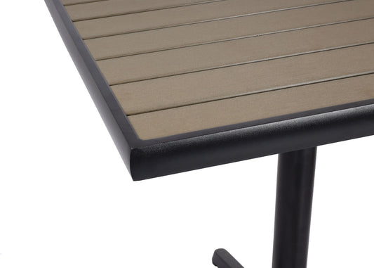 Cosmo Casa - Set van 4 Tuinstoelen en Tafel - Gastro Outdoor Coating - Aluminium Houtlook - Zwart & Grijs