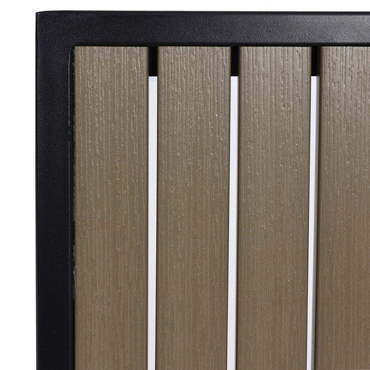 Cosmo Casa - Set van 4 Tuinstoelen en Tafel - Gastro Outdoor Coating - Aluminium Houtlook - Zwart & Grijs