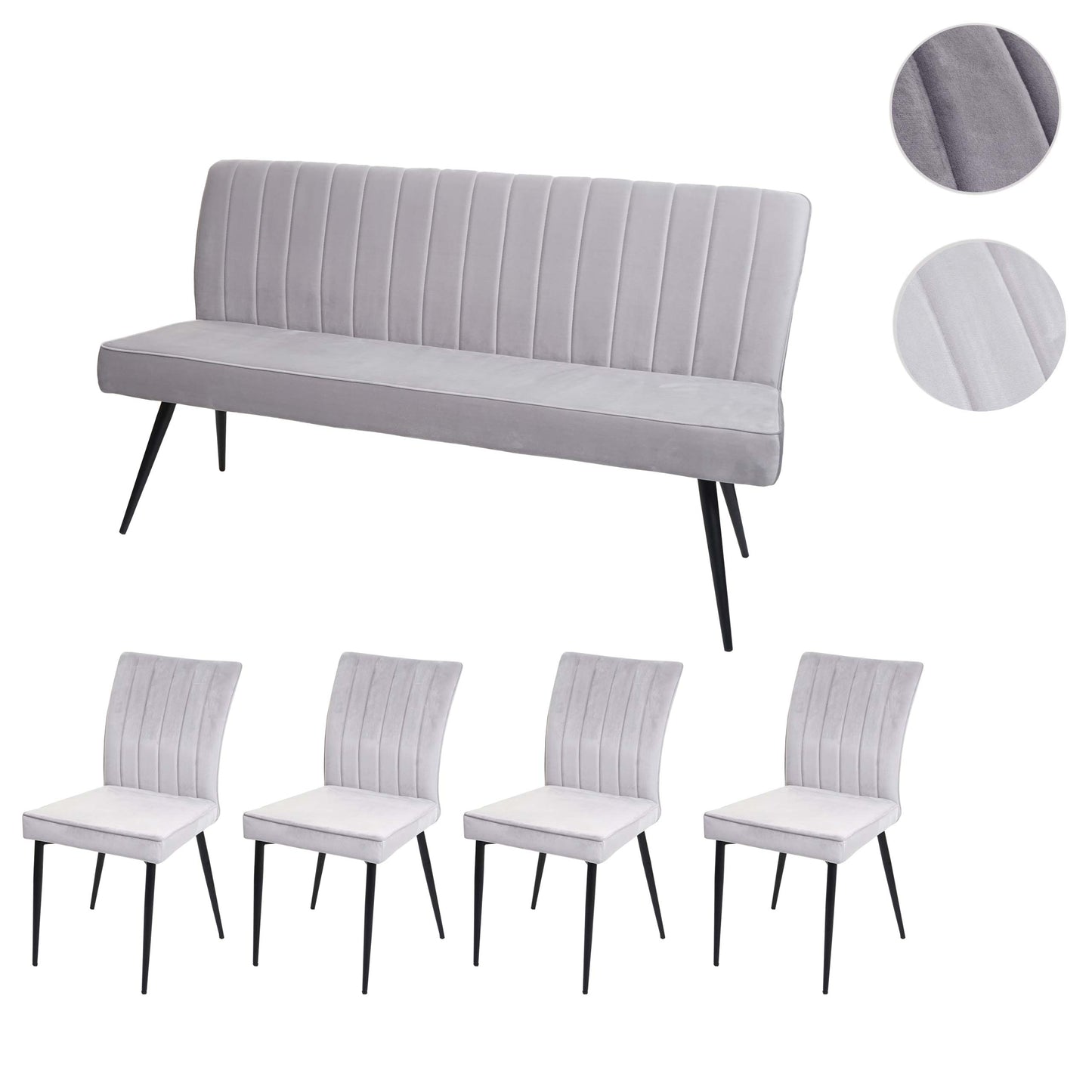 Cosmo Casa - Eetkamerset - Gastronomie - Fluweel & Metaal - Lichtgrijs