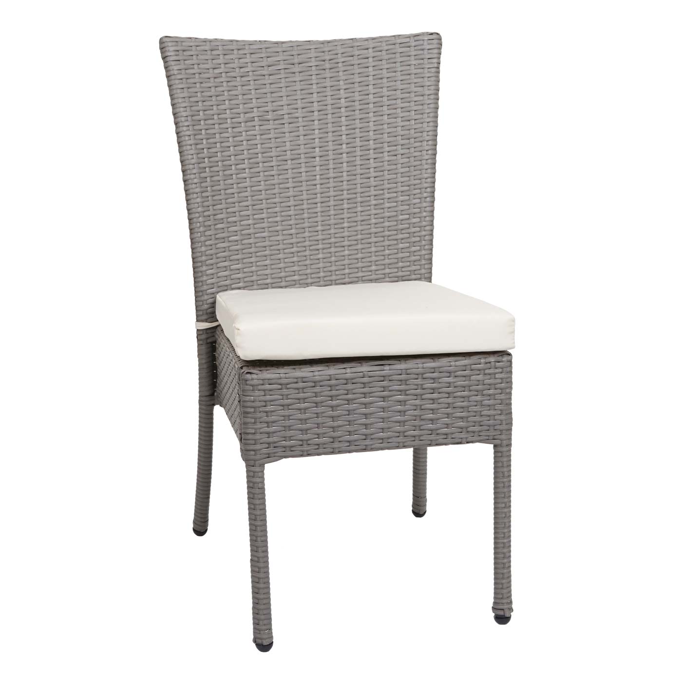 Cosmo Casa - Lounge-Set van 4 Stoelen en Tafel - Balkonloungeset - Polyrotan & Kussens - Grijs & Crèmewit