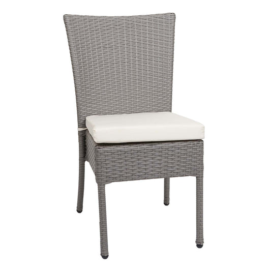 Cosmo Casa - Lounge-Set van 4 Stoelen en Tafel - Balkonloungeset - Polyrotan & Kussens - Grijs & Crèmewit