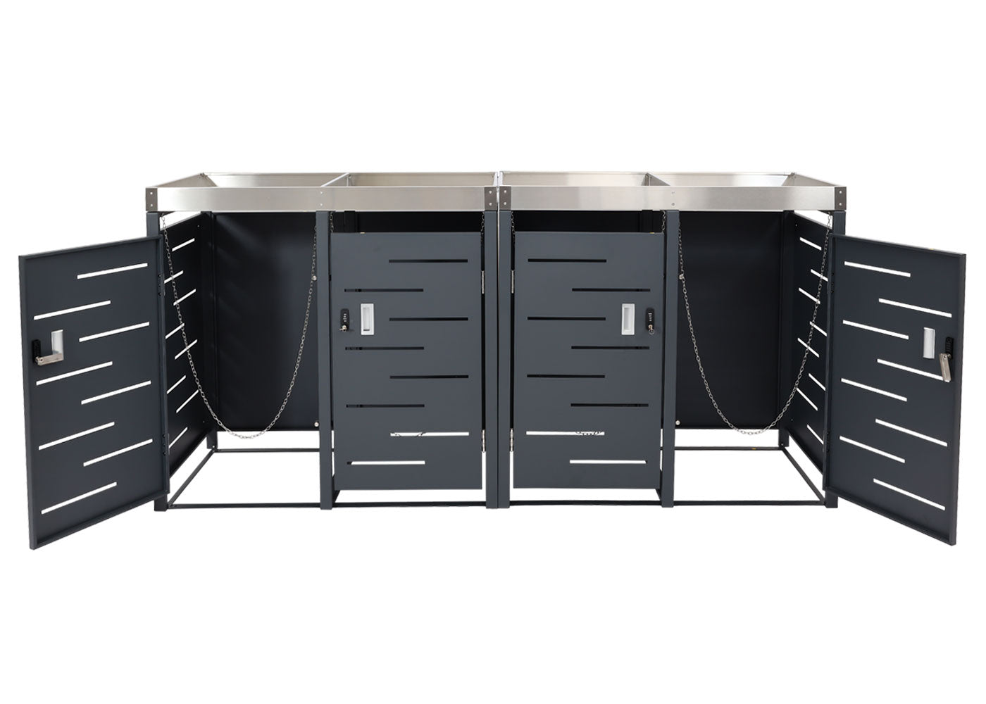 Cosmo Casa - 4-delige Prullenbakbekleding met Plantenbak - RVS-Metaal Combinatie - 78 kg - Uitbreidbaar - 110×230×62 cm