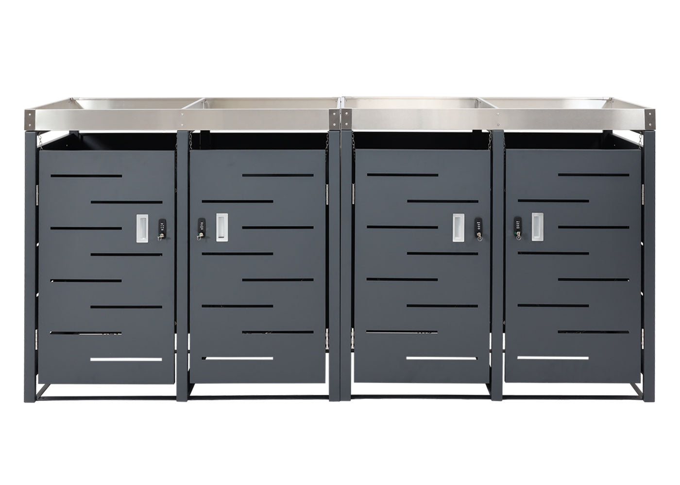 Cosmo Casa - 4-delige Prullenbakbekleding met Plantenbak - RVS-Metaal Combinatie - 78 kg - Uitbreidbaar - 110×230×62 cm