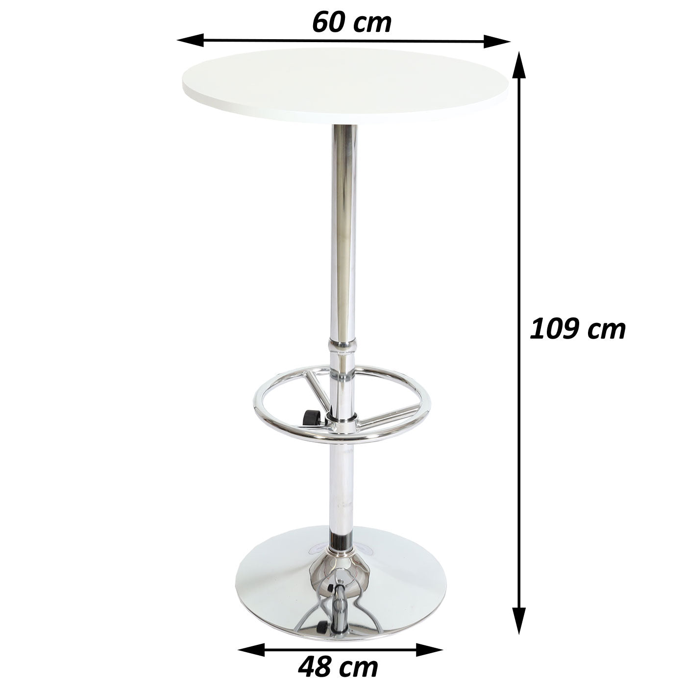 Cosmo Casa - Bartafel - Bistrotafel - Ontvangsttafel - Bari met Voetsteun - 60 cm - Wit