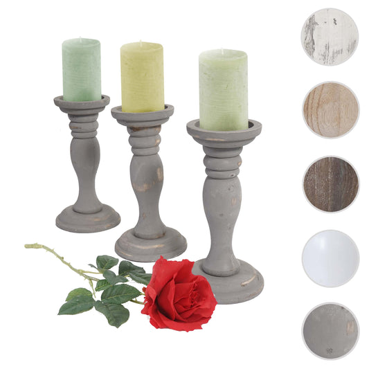 Cosmo Casa - Kandelaars - Shabby look - Metaal - Grijs - 24 cm