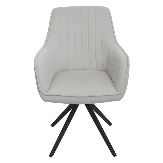 Cosmo Casa - Set van 6 Eetkamerstoelen - Draaibaar - Textiel - Crème-Beige