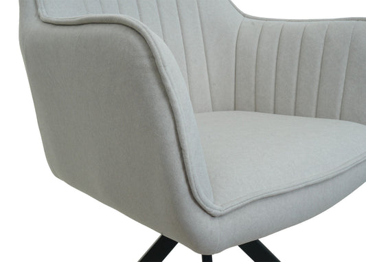 Cosmo Casa - Set van 6 Eetkamerstoelen - Draaibaar - Textiel - Crème-Beige