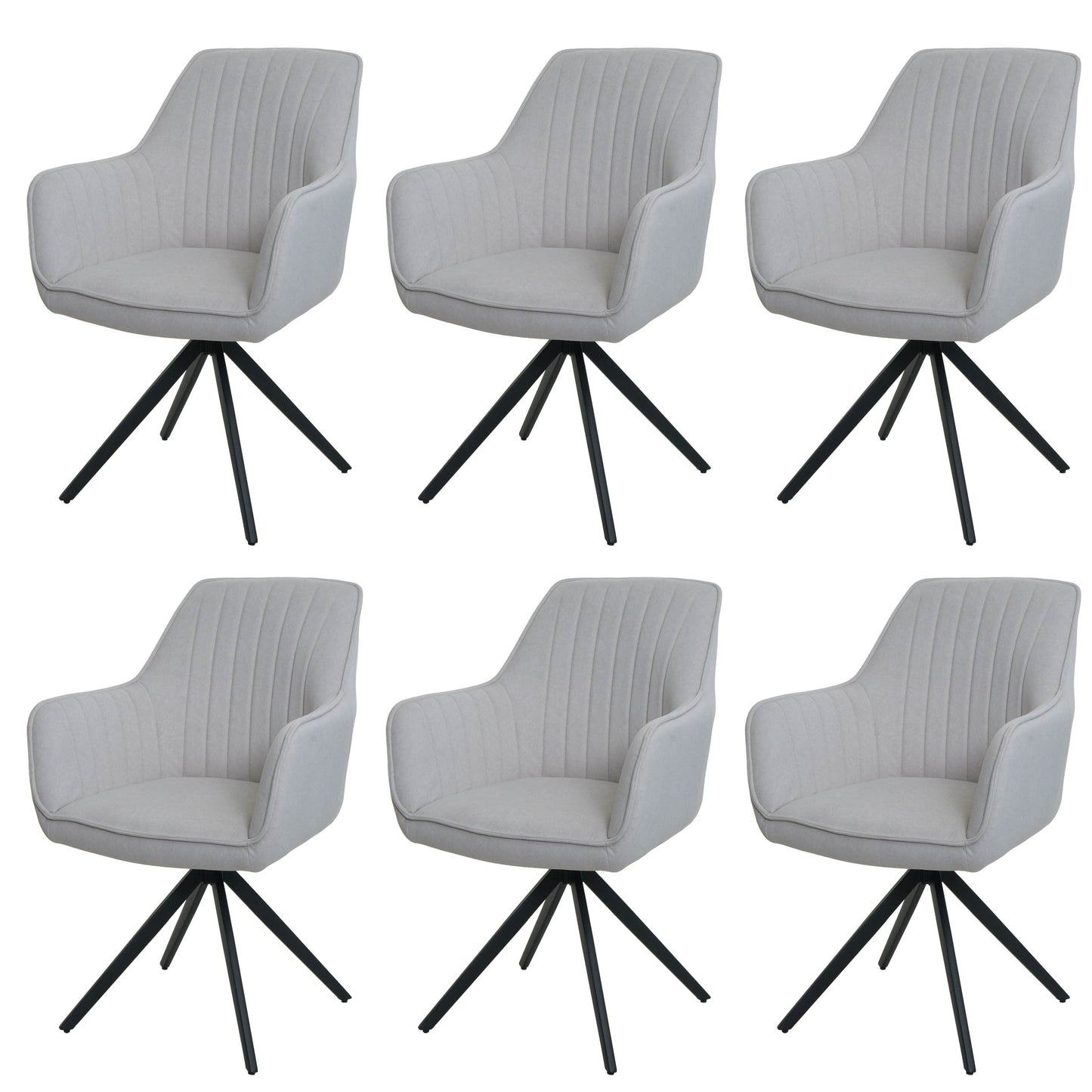 Cosmo Casa - Set van 6 Eetkamerstoelen - Draaibaar - Textiel - Crème-Beige