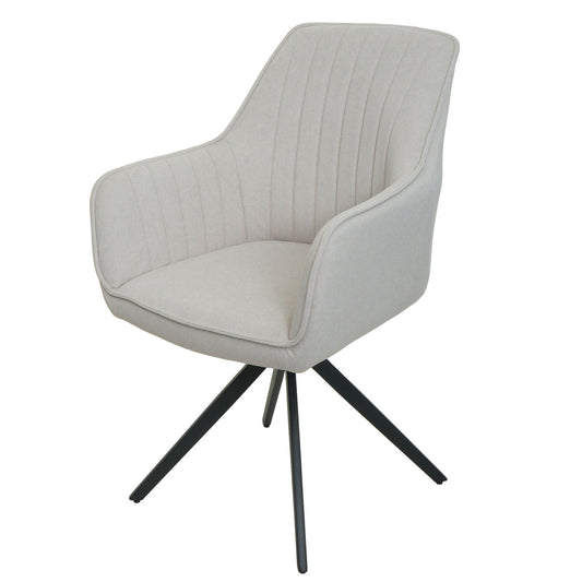 Cosmo Casa - Set van 6 Eetkamerstoelen - Draaibaar - Textiel - Crème-Beige