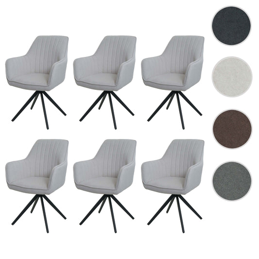 Cosmo Casa - Set van 6 Eetkamerstoelen - Draaibaar - Textiel - Crème-Beige