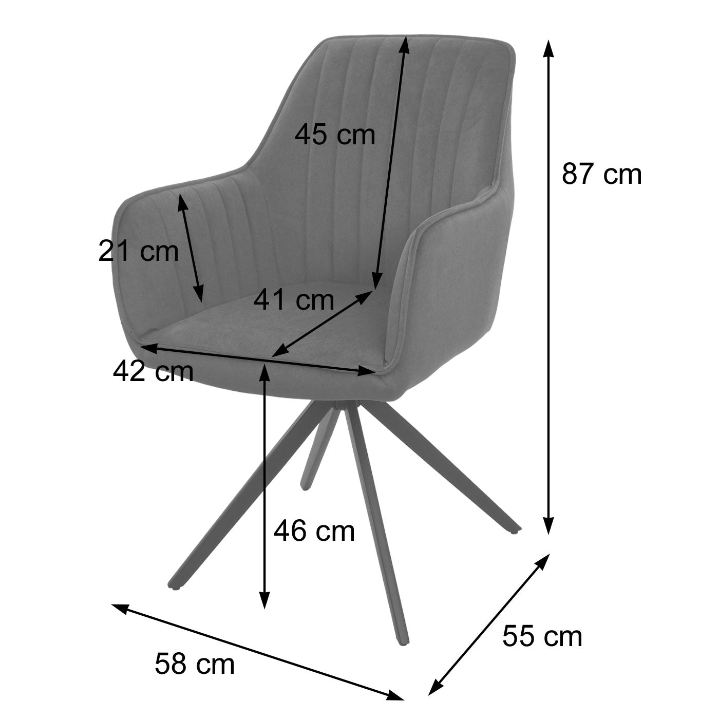 Cosmo Casa - Set van 6 Eetkamerstoelen - Draaibaar - Textiel - Bruin