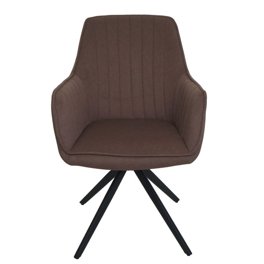 Cosmo Casa - Set van 6 Eetkamerstoelen - Draaibaar - Textiel - Bruin