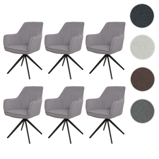 Cosmo Casa - Set van 6 Eetkamerstoelen - Draaibaar - Textiel - Lichtgrijs