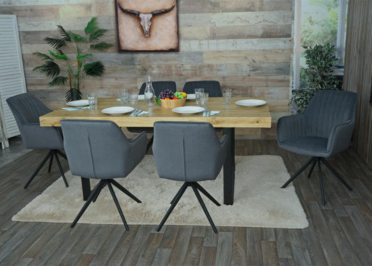 Cosmo Casa - Set van 6 Eetkamerstoelen - Draaibaar - Textiel - Antraciet