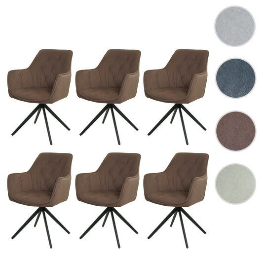 Cosmo Casa - Set van 6 Eetkamerstoelen - Gestoffeerd - Textiel - Bruin