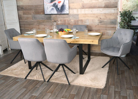 Cosmo Casa - Set van 6 Eetkamerstoelen - Gestoffeerd - Textiel - Lichtgrijs