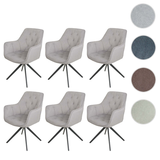 Cosmo Casa - Set van 6 Eetkamerstoelen - Gestoffeerd - Textiel - Lichtgrijs