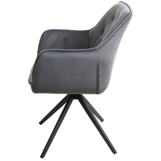 Cosmo Casa - Set van 6 Eetkamerstoelen - Gestoffeerd - Textiel - Antraciet