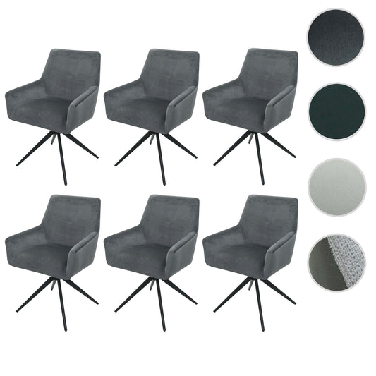 Cosmo Casa - Set van 6 Eetkamerstoelen - Armleuning - Textiel - Donkergrijs