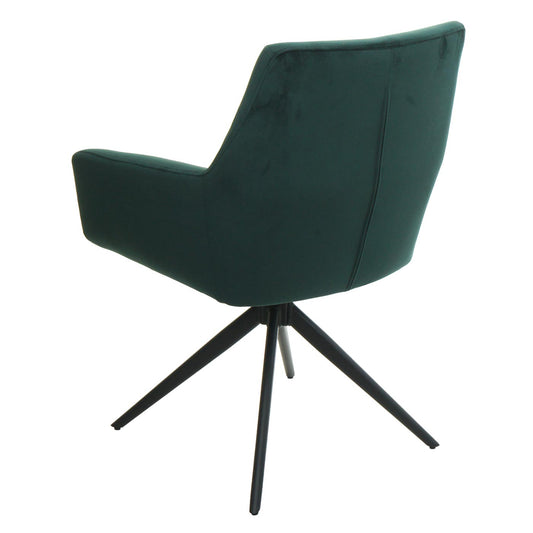Cosmo Casa - Set van 6 Eetkamerstoelen - Armleuning - Textiel - Groen