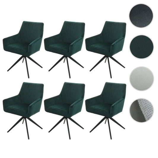 Cosmo Casa - Set van 6 Eetkamerstoelen - Armleuning - Textiel - Groen
