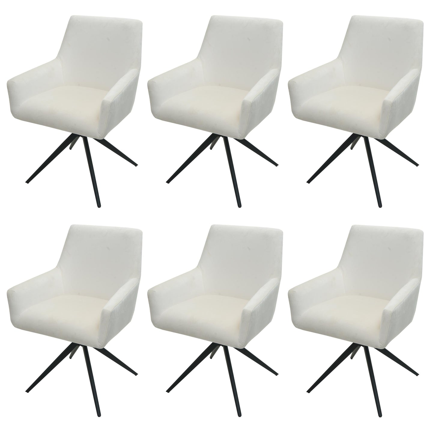 Cosmo Casa - Set van 6 Eetkamerstoelen - Armleuning - Textiel - Crème-Beige