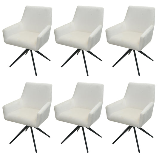 Cosmo Casa - Set van 6 Eetkamerstoelen - Armleuning - Textiel - Crème-Beige