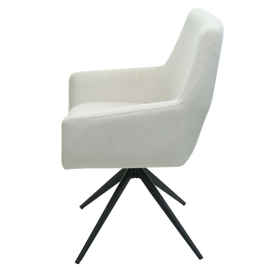 Cosmo Casa - Set van 6 Eetkamerstoelen - Armleuning - Textiel - Crème-Beige