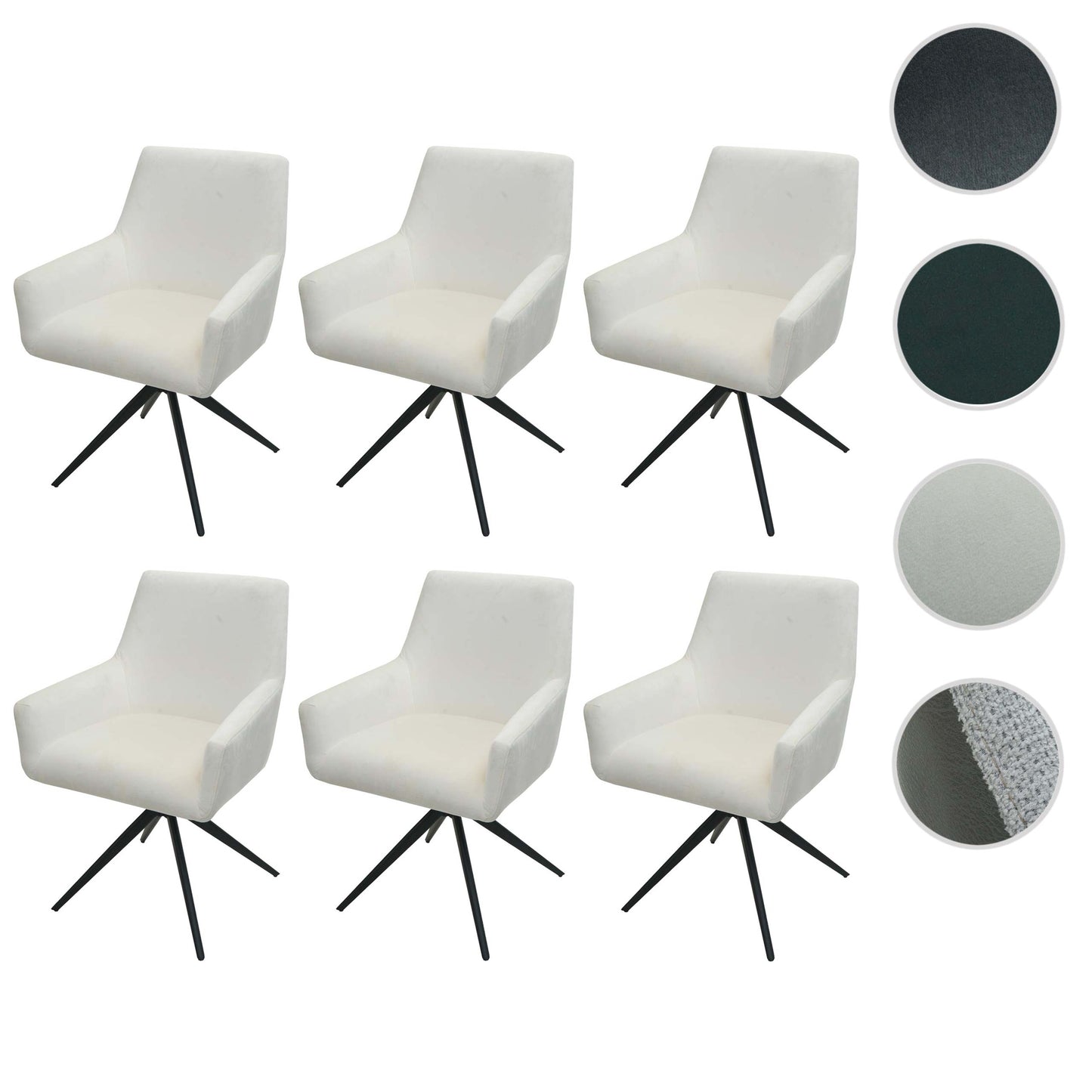 Cosmo Casa - Set van 6 Eetkamerstoelen - Armleuning - Textiel - Crème-Beige