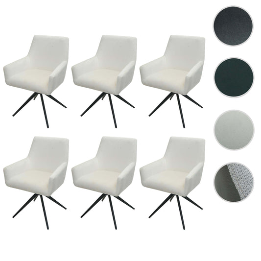 Cosmo Casa - Set van 6 Eetkamerstoelen - Armleuning - Textiel - Crème-Beige