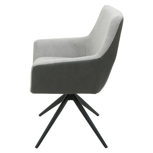 Cosmo Casa - Set van 6 Eetkamerstoelen - Combinatie - Textiel & Kunstleer - Lichtgrijs & Donkergrijs