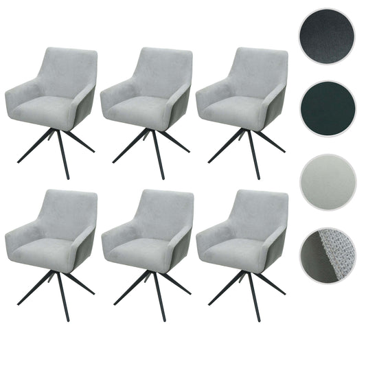 Cosmo Casa - Set van 6 Eetkamerstoelen - Combinatie - Textiel & Kunstleer - Lichtgrijs & Donkergrijs