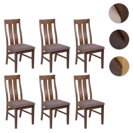 Cosmo Casa - Set van 6 Eetkamerstoelen - Keukenfauteuils met Donker Frame - Textielbekleding - Taupe