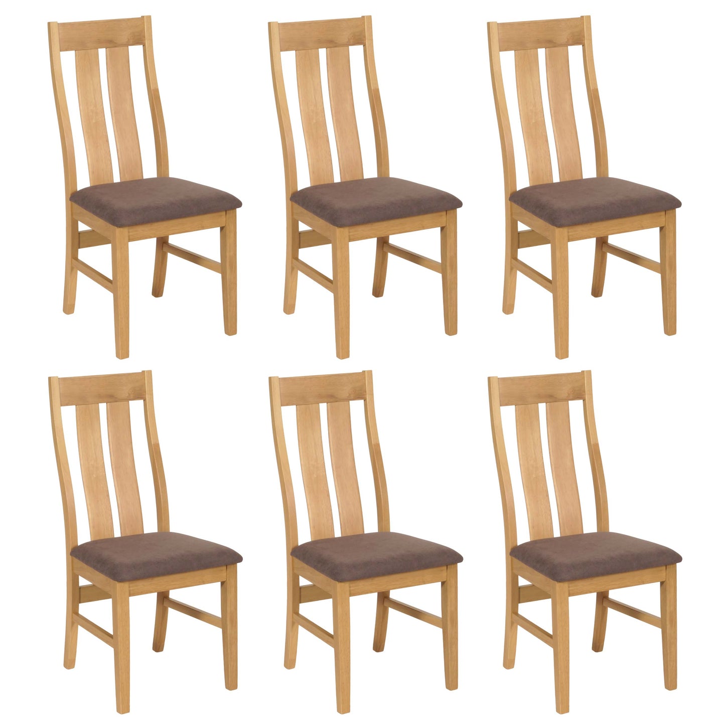 Cosmo Casa - Set van 6 Eetkamerstoelen - Keukenstoel - Fauteuil - Stoftextiel - Massief Hout - Licht Frame - Taupe