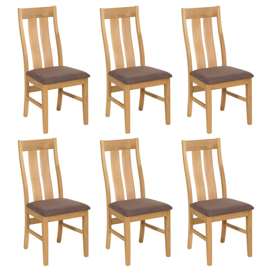 Cosmo Casa - Set van 6 Eetkamerstoelen - Keukenstoel - Fauteuil - Stoftextiel - Massief Hout - Licht Frame - Taupe