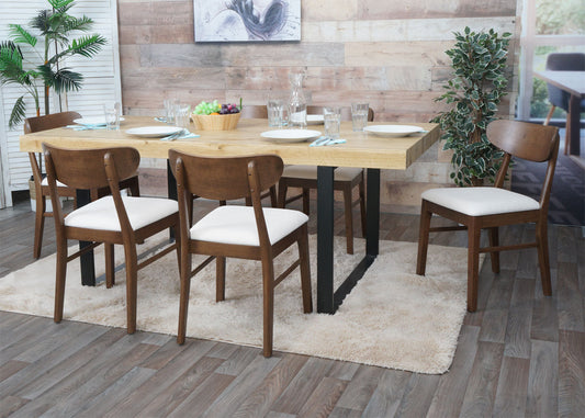 Cosmo Casa - Set van 6 Eetkamerstoelen - Keukenstoel - Gestoffeerd - Massief Hout - Donker Frame - Crème