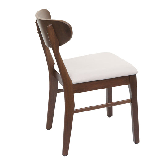 Cosmo Casa - Set van 6 Eetkamerstoelen - Keukenstoel - Gestoffeerd - Massief Hout - Donker Frame - Crème