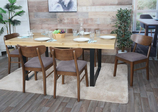Cosmo Casa - Set van 6 Eetkamerstoelen - Keukenstoel - Gestoffeerd - Massief Hout - Donker Frame - Taupe