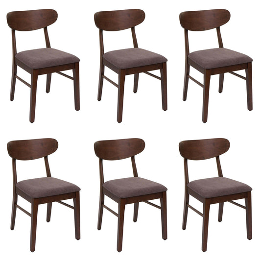 Cosmo Casa - Set van 6 Eetkamerstoelen - Keukenstoel - Gestoffeerd - Massief Hout - Donker Frame - Taupe