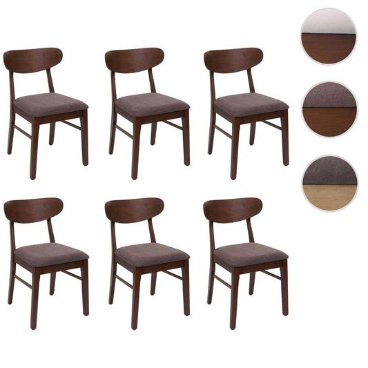 Cosmo Casa - Set van 6 Eetkamerstoelen - Keukenstoel - Gestoffeerd - Massief Hout - Donker Frame - Taupe