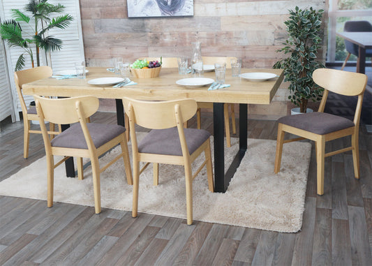 Cosmo Casa - Set van 6 Eetkamerstoelen - Keukenstoel - Gestoffeerd - Massief Hout - Licht Frame - Taupe