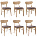 Cosmo Casa - Set van 6 Eetkamerstoelen - Keukenstoel - Gestoffeerd - Massief Hout - Licht Frame - Taupe