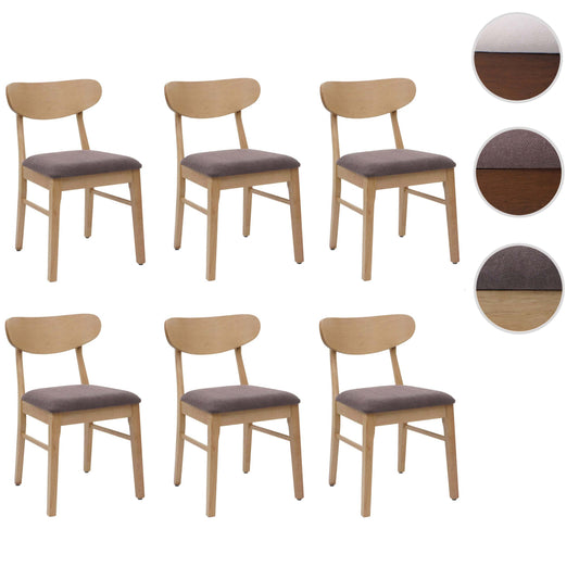 Cosmo Casa - Set van 6 Eetkamerstoelen - Keukenstoel - Gestoffeerd - Massief Hout - Licht Frame - Taupe