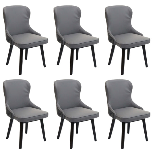 Cosmo Casa - Set van 6 Eetkamerstoelen - Gestoffeerde Keukenstoel - Fauteuil - Stoftextiel - Massief Hout - Donkergrijs - Lichtgrijs