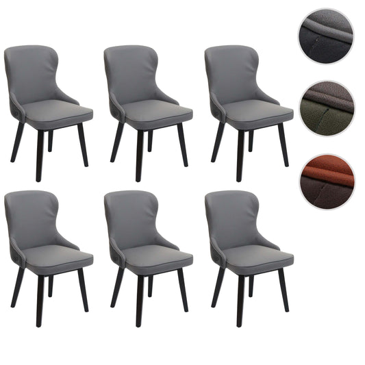Cosmo Casa - Set van 6 Eetkamerstoelen - Gestoffeerde Keukenstoel - Fauteuil - Stoftextiel - Massief Hout - Donkergrijs - Lichtgrijs
