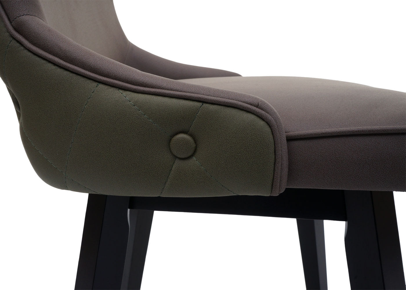 Cosmo Casa - Set van 6 Eetkamerstoelen - Gestoffeerde Stoelen - Keukenstoelen - Fauteuilstoelen - Stoftextiel - Massief Hout - Donkergroen-Grijs