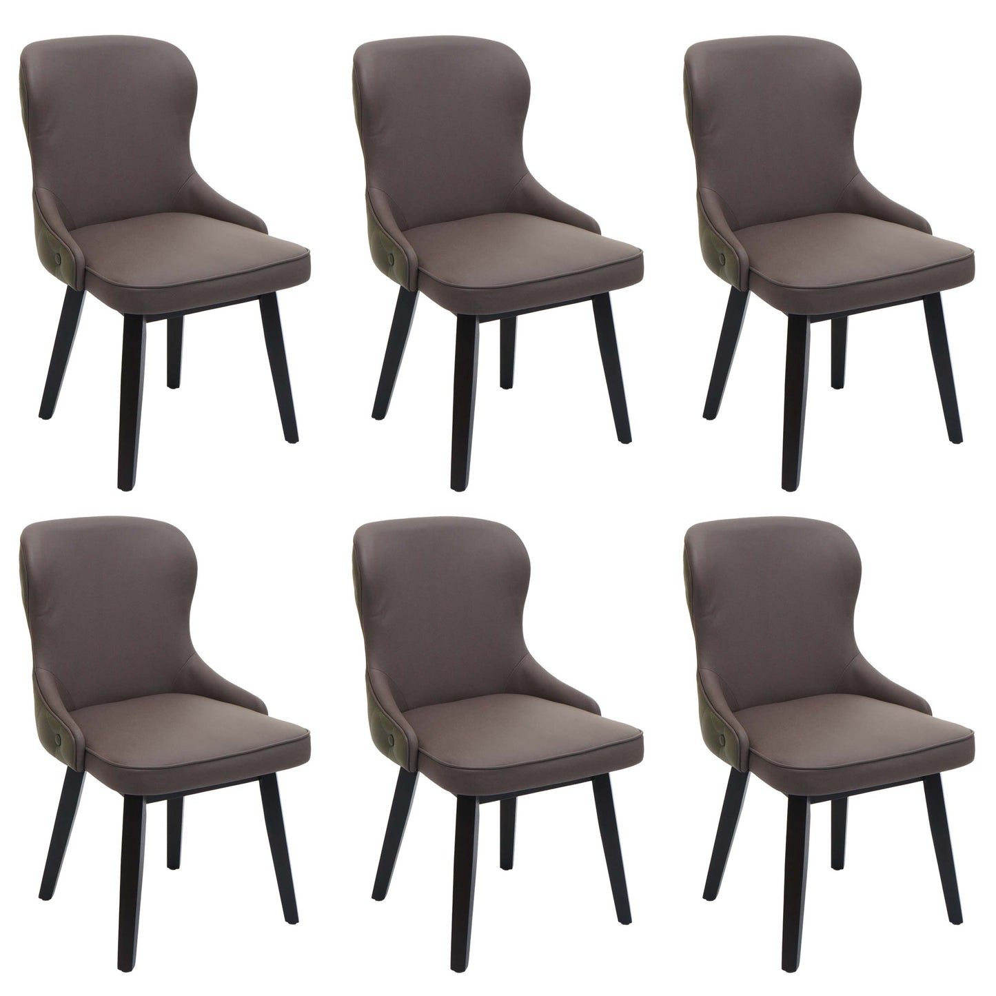 Cosmo Casa - Set van 6 Eetkamerstoelen - Gestoffeerde Stoelen - Keukenstoelen - Fauteuilstoelen - Stoftextiel - Massief Hout - Donkergroen-Grijs