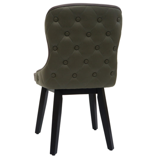 Cosmo Casa - Set van 6 Eetkamerstoelen - Gestoffeerde Stoelen - Keukenstoelen - Fauteuilstoelen - Stoftextiel - Massief Hout - Donkergroen-Grijs