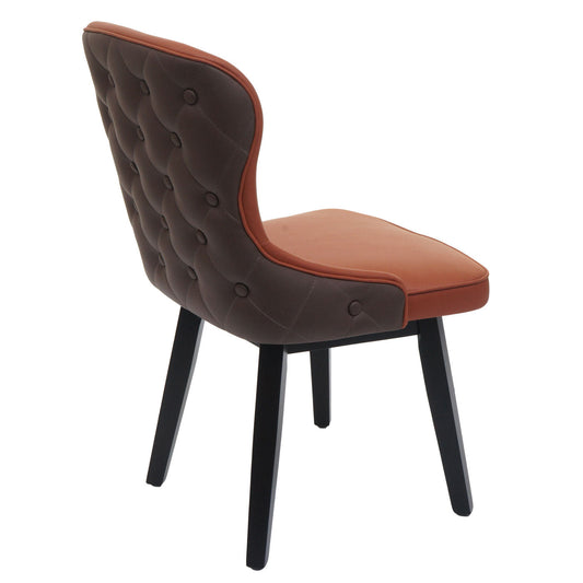 Cosmo Casa - Set van 6 Eetkamerstoelen - Gestoffeerde Stoelen - Keukenstoelen - Fauteuilstoelen - Stoftextiel - Massief Hout - Terracotta Bruin